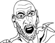 ear glasses jetstream_sam metal_gear metal_gear_rising mustache open_mouth soyjak stubble variant:unknown video_game // 920x720 // 59.6KB