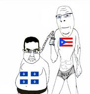 2soyjaks beard blue_eyes bull chains closed_mouth clothes ear fat glasses hair hand hat holding_object obese open_mouth puerto_rico quebec slave smile soyjak stubble subvariant:chudjak_front subvariant:nucob text trend:aryan variant:chudjak variant:cobson white_skin yellow_hair // 662x695 // 146.9KB