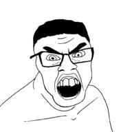angry fusion glasses hair lips looking_at_you meta:tagme open_mouth soyjak teeth template variant:chudjak variant:feraljak // 1500x1500 // 29.1KB