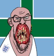 angry animal british derbyshire distorted ear england flag flag:derbyshire flower glasses hair irl lion open_mouth plant rotten_teeth soyjak stubble teeth united_kingdom variant:feraljak white_skin yellow_teeth you_were_one_i_ker // 1048x1081 // 270.9KB