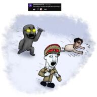 angry arm art clothes crying dox drawfag drawing drawn_background ear face fist full_body glasses goth_(pedo) hand hat kgb kolyma kuz mutt open_mouth request running shoe soot soot_colors soyjak_party star stubble variant:cryboy_soyjak variant:kuzjak vein // 1412x1404 // 1.3MB