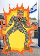 aaron_bushnell air_force anhero fire flag:israel flag:lgbt_pride_flag get glasses irl_background israel military military_cap military_uniform open_mouth stubble super_saiyan tripes variant:angry_soyjak // 4058x5654 // 8.7MB
