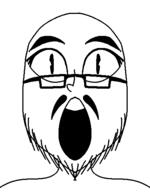 glasses mustache open_mouth soyjak stubble style_emulation tranny_artstyle variant:flartson vivziepop // 410x524 // 8.7KB