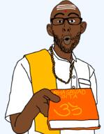 arm bhagavad_gita bindi book brown_skin collar glasses hare_krishna hindu hinduism holding_book looking_at_you om om_sign soyjak stubble variant:nojak white_shirt // 700x900 // 27.6KB