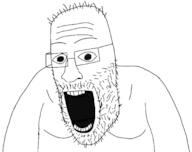 glasses hair open_mouth soyjak stubble variant:unknown // 687x543 // 77.3KB