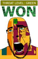 ahegao animal emerald flag:sri_lanka gem glasses green green_eyes hair holding_object holding_sword lion looking_up open_mouth schlog_color_event soyjak soyjak_blog sri_lanka stubble sword teeth text threat_level_green variant:cobson won // 721x1115 // 215.6KB