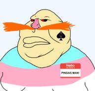 2soyjaks bald black_sclera closed_mouth double_chin facial_mark fat gynaecomastia hello_my_name_is_(sticker) looking_to_the_left mustache name_tag namefag_drama obese orange_hair pingas pingas_man_(user) pink_nose queen_of_spades red_eyes spade subvariant:hornyson tranny transparent_background variant:cobson variant:meximutt white_skin // 1170x1118 // 195.8KB