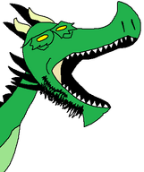 Age_of_fire Irelianova Wistala dragon green meta:barely_a_soyjak monster reptile skin variant:dragonjak yellow_eyes // 380x453 // 10.7KB