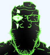 black_skin broken broken_glasses glasses green_eyes green_stubble no_mouth one_eye soyjak stubble variant:markiplier_soyjak // 600x664 // 48.8KB