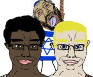 afro aryan blue_eyes brown_eyes friendship judaism rope star_of_david subvariant:chudjak_front suicide variant:chudjak variant:gapejak yellow_hair // 853x708 // 175.4KB