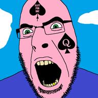 bbc drawn_background glasses golden_tooth green_eyes open_mouth queen_of_spades sky soyjak stubble tattoo variant:cobson white_skin // 720x719 // 34.5KB