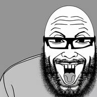 beard glasses grey_shirt open_mouth variant:unknown // 512x512 // 299.7KB