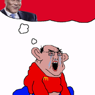 amerimutt angry balding bloodshot_eyes brown_skin china crying dance ear flag full_body glasses mcdonalds monkey_dance soyjak star subvariant:chudjak_amerimutt united_states variant:chudjak xi_jinping // 600x1000 // 285.3KB