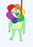 ack bloodshot_eyes crying dandy dandy's_world death ear flower full_body green_skin hanging looking_up mustache open_mouth pedophile plant roblox soyjak suicide tongue tongue_out variant:bernd yellow_teeth // 1400x2000 // 102.5KB