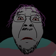 animated blood bloodshot_eyes closed_eyes crying firearm frown glasses gore hair mustache purple_hair shotgun soyjak stubble suicide tranny variant:bernd // 600x338 // 720.6KB