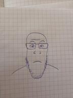 drawing drawn glasses internet_is_leaking irl looking_at_you neutral paper pen stubble subvariant:neutralplier variant:markiplier_soyjak // 3472x4624 // 3.3MB