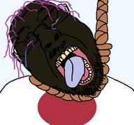 ack bloodshot_eyes brown_skin brown_troonjak crying distorted flag:japan japan japan_fucking_lost_geeeeeeeeg nigger nipfail nippedo open_mouth purple_hair rope slant_eyes small_eyes suicide tongue trend:slopjak variant:bernd // 768x719 // 79.0KB