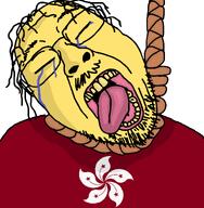 aliased asian buck_teeth chinkroach chinksectoid chinktroon crying flag:hong_kong glasses hair hanged hanging hong_kong rope slant_eyes stubble sweat_stain tongue variant:bernd yellow_skin yellow_teeth // 768x786 // 40.5KB