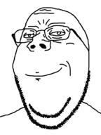 closed_mouth glasses smile smug soyjak stubble subvariant:wholesome_soyjak variant:gapejak // 598x800 // 1.8MB