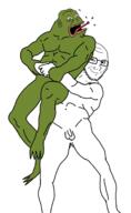 amphibian bear_hug frog glasses green_skin groyper hercules_and_antaeus lips nas:pepe open_mouth pepe_the_frog smile smug soyjak stubble subnas:groyper tongue variant:soyak // 1870x3034 // 1.1MB
