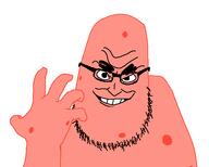beard black_glasses chudbob evil eyeglasses glasses patrick_star pink_skin smile spongebob_squarepants starfish syndrome_(the_incredibles) the_incredibles variant:syndromejak // 557x446 // 9.9KB