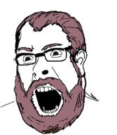 brown_hair ear glasses grey_eyes hair open_mouth soyjak variant:cobson vaush // 870x1000 // 34.3KB