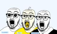4soyjaks clothes glasses hair name_tag oh_my_god_she_is_so_attractive open_mouth rot_(user) scientoloju_(user) sisa9000_(user) stubble suit text tshirt tuxedo variant:dubbbzjak variant:scientolojak yellow_skin // 1178x704 // 61.3KB