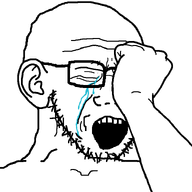 arm closed_eyes crying ear glasses hand open_mouth soyjak stubble template variant:soyak // 782x758 // 15.9KB