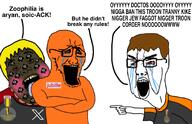3soyjaks ack arm badge bloodshot_eyes blush brown_skin clothes crossed_arms crying dan developer distorted hand hunky_twink_sex_machine jubille_(user) nate orange_skin pointing queen_of_spades rope soot_colors stretched_mouth suicide teeth text tongue toss twitter variant:alicia variant:chudjak variant:soyak white_background white_skin xitter yellow_hair yellow_teeth // 1669x1080 // 483.2KB