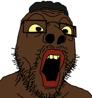 brown_skin glasses hair lips nigger open_mouth red_lips stubble surprised variant:shouterjak white_background yellow_sclera yellow_teeth // 710x750 // 12.1KB