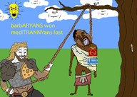 ancient armor aryan barbarian beard big_lips black_eyes black_hair black_skin blond blue_eyes clothes cloud dead ear europe faggot flag:greece flag:roman_empire germanic greece greek_flag greeks hanging helmet long_hair mediterrenean murder mythology nigger pissing posted_it_again_award red_eyes roman roman_empire rope shitskin small_eyes small_penis soyjak spqr subvariant:hanging_toonjak sun tranny tree variant:bernd variant:chudjak variant:el_perro_rabioso variant:impish_soyak_ears war white_skin // 1277x913 // 408.5KB