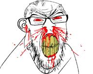 angry blood blood_drip blood_from_ears blood_from_mouth blood_on_face blood_spray bloodshot_eyes clenched_teeth closed_mouth comic_sans cracked_teeth ear epilepsy ext=swf flash glasses lol_kek_kek_lmao_lmao_lmao_xd_haha looking_at_you meta:flash meta:tagme noise nosebleed open_eyes rage red_eyes soyjak stubble subvariant:feralrage swf text v-shaped_eyebrows variant:feraljak vein yellow_teeth // $size // 234.5KB