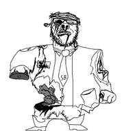 blood clothes doctor dr_soyberg full_body glasses gore hand necktie nsfw penis pointing pointing_at_viewer soyjak stubble variant:a24_slowburn_soyjak zombie // 1454x1520 // 428.2KB