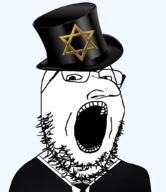 clothes glasses hat judaism large_nose open_mouth soyjak stubble variant:gapejak // 896x1036 // 145.3KB