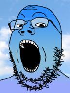 blue_skin calm glasses irl_background open_mouth sky soyjak stubble variant:gapejak // 600x800 // 201.3KB