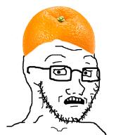 clothes food foodjak fruit glasses hat orange_(fruit) scared soyjak stubble subvariant:soyak_(concerned) variant:soyak // 789x918 // 338.7KB