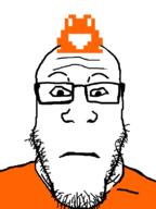 closed_mouth clothes flipnote flipnote_studio frog glasses neutral nintendo nintendo_ds orange pixel_art soyjak stubble subvariant:neutralplier tshirt variant:markiplier_soyjak video_game // 600x800 // 15.2KB