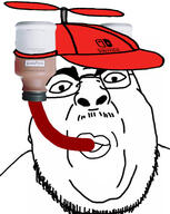 cap clothes drinking drinking_helmet drinking_straw fat glasses hat nintendo nintendo_switch open_mouth soy soyjak soylent stubble variant:chugsjak video_game // 1093x1376 // 540.2KB
