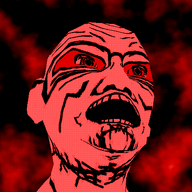 3d animated bloodshot_eyes ear glasses moving open_mouth red red_background shaking soyjak stubble variant:unknown // 480x418 // 126.6KB