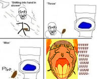 angry bloodshot_eyes calm compressed distorted low_quality low_resolution ogre_ears poop rage rage_comic shower toilet variant:el_perro_rabioso variant:markiplier_soyjak water // 1675x1364 // 866.0KB