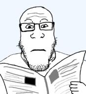 newspaper reading subvariant:neutralplier variant:markiplier_soyjak // 775x849 // 250.6KB
