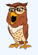 animal beak bird ear feather full_body glasses hoot open_mouth owl series:animaljaks soyjak talon variant:tony_soprano_soyjak wing // 1000x1437 // 97.5KB