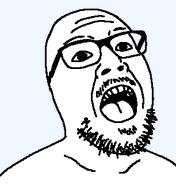 cross_eyed ear excited glasses looking_up mustache open_mouth soyjak stubble template tongue transparent_background variant:stresscasts // 306x334 // 5.5KB