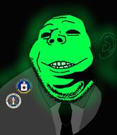 bald central_intelligence_agency creepy dark_eyes fed glowing glownigger green horror nsa subvariant:gapealien suit_and_tie variant:gapejak // 718x832 // 381.8KB