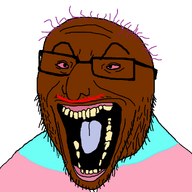 angry beard black_skin brown_troonjak excited faggot glasses open_mouth purple_tongue stubble template tongue trannies transparent_background troon troonella variant:wolfjak yellow_teeth // 1000x1000 // 203.5KB