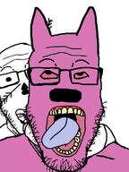 2soyjaks abyssal_copepod ack animal_ears bloodshot_eyes ear glasses hoops_and_yoyo mystery_flesh_pit_national_park purple_skin strangling stubble subvariant:neutralplier variant:markiplier_soyjak yellow_teeth // 595x796 // 173.6KB