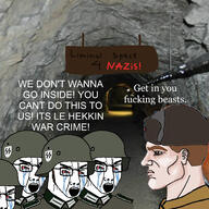 barbara_pit chad clothes collar_tabs communism crying epaulettes glasses great_patriotic_war hat helmet liminal_space military_uniform nazi_germany nazism nordic_chad open_mouth schutzstaffel soviet_union speech_bubble stahlhelm text uniform ushanka variant:chudjak world_war_2 // 4096x4096 // 4.7MB