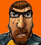 angry brown_hair closed_mouth glasses gordon_freeman green_eyes hair half_life punisher_face soyjak stubble valve variant:markiplier_soyjak video_game // 599x654 // 554.6KB