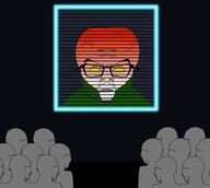 1984 big_brain closed_mouth clothes coat crowd evil glasses grey_skin multiple_soyjaks npc screen soyjak stubble variant:feraljak variant:soyak yellow_eyes // 1795x1608 // 339.2KB