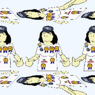 3dgifmaker animated asian clothes female glasses hair hat protokleki soyjak squint subvariant:female_cobson variant:cobson // 250x250 // 405.8KB